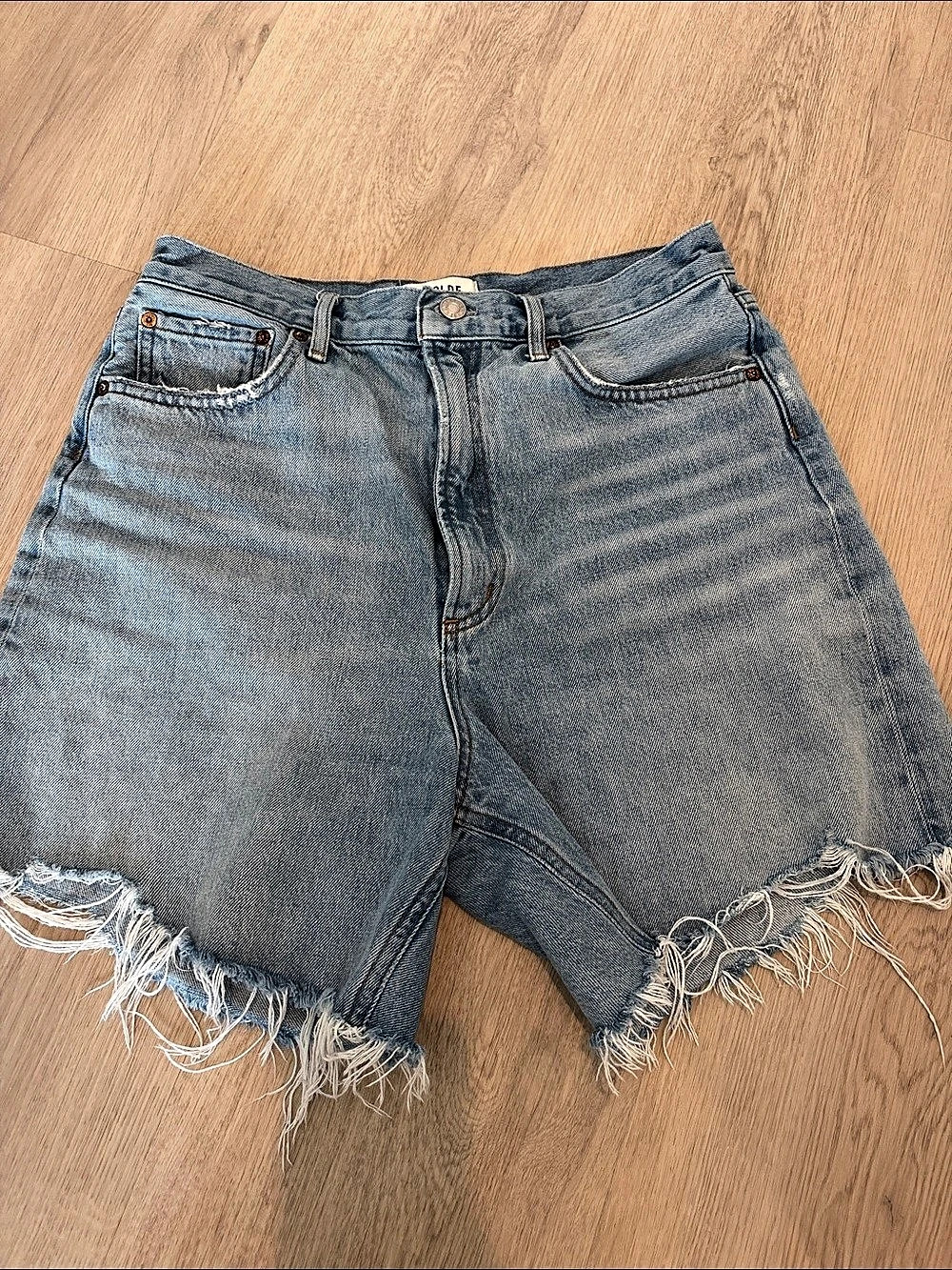 AGOLDE Stella High Rise Short Jean Shorts Waist 29 Blue